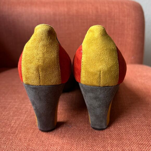 Farylrobin Suede Colorblock Heels Size 8 - Picture 4 of 5
